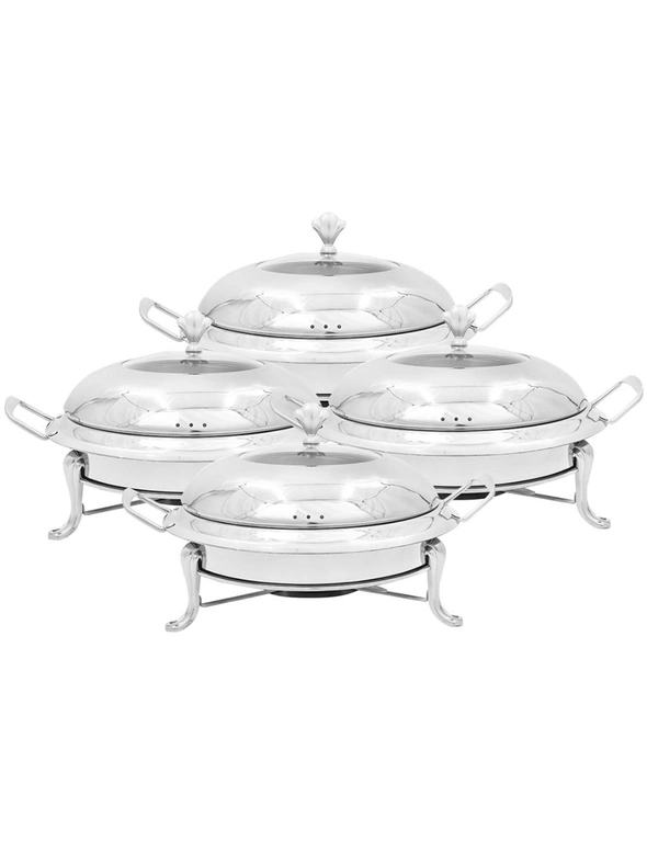 SOGA 4X Stainless Steel Round Buffet Chafing Dish Cater Food Warmer Chafer with Glass Top Lid, hi-res image number null