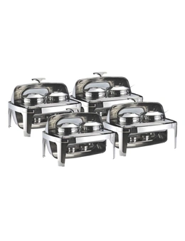 SOGA 4X 6.5L Stainless Steel Double Soup Tureen Bowl Station Roll Top Buffet Chafing Dish Catering Chafer Food Warmer Server