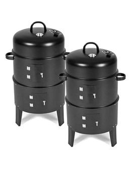 SOGA 3 In 1 Barbecue Smoker Outdoor Charcoal BBQ 2pack