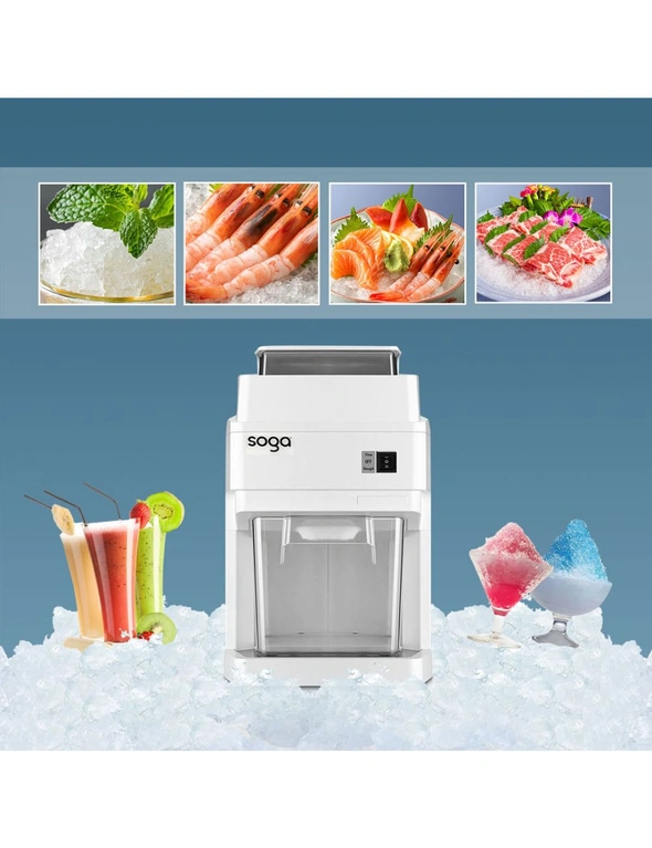 SOGA 2X 300 Watts Electric Ice Shaver Crusher Slicer Snow Cone Maker Commercial Tabletop Machine 120kgs/h White, hi-res image number null