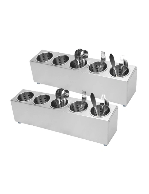 SOGA 2X 18/10 Stainless Steel Commercial Conical Utensils Cutlery Holder with 5 Holes, hi-res image number null