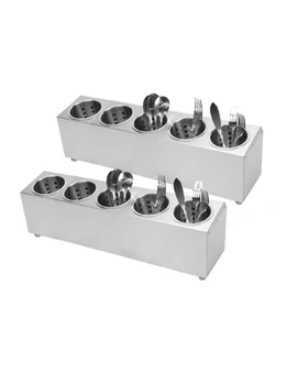 SOGA 2X 18/10 Stainless Steel Commercial Conical Utensils Cutlery Holder with 5 Holes