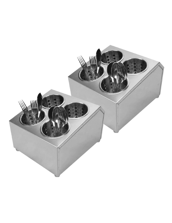SOGA 2X 18/10 Stainless Steel Commercial Conical Utensils Square Cutlery Holder with 4 Holes, hi-res image number null
