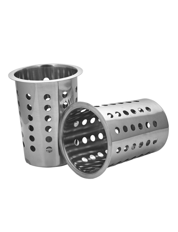 SOGA 2X 18/10 Stainless Steel Commercial Conical Utensils Cutlery Holder with 6 Holes, hi-res image number null