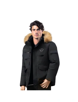 abbee Black Large Winter Fur Hooded Down Jacket Stylish Lightweight Quilted Warm Puffer Coat