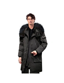 abbee Black Large Winter Fur Hooded Down Jacket Stylish Lightweight Quilted Warm Puffer Coat