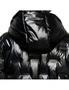 abbee Black Large Winter Hooded Glossy Down Jacket Stylish Lightweight Quilted Warm Puffer Coat, hi-res