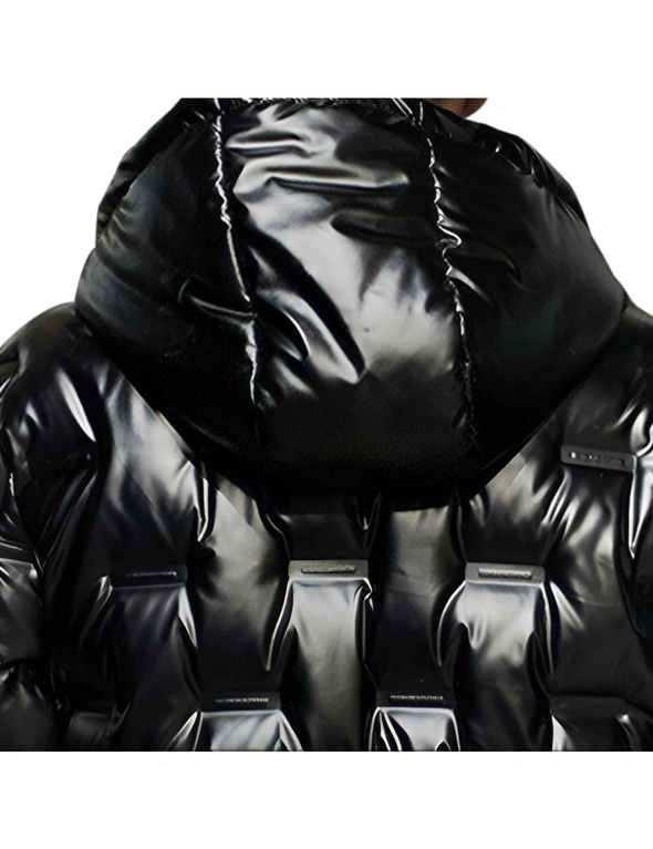 abbee Black XL Winter Hooded Glossy Down Jacket Stylish Lightweight Quilted Warm Puffer Coat, hi-res image number null