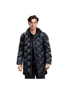abbee Black Large Winter Hooded Glossy Overcoat Long Jacket Stylish Lightweight Quilted Warm Puffer Coat