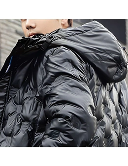 abbee Black XL Winter Hooded Glossy Overcoat Long Jacket Stylish Lightweight Quilted Warm Puffer Coat