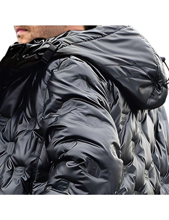 abbee Black XL Winter Hooded Glossy Overcoat Long Jacket Stylish Lightweight Quilted Warm Puffer Coat, hi-res image number null