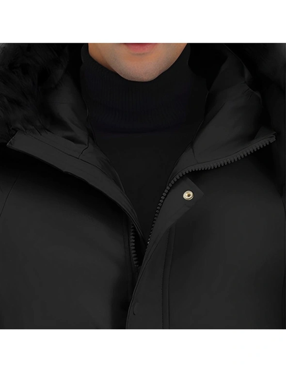 abbee Black XL Winter Fur Hooded Thick Overcoat Jacket Stylish Lightweight Quilted Warm Puffer Coat, hi-res image number null