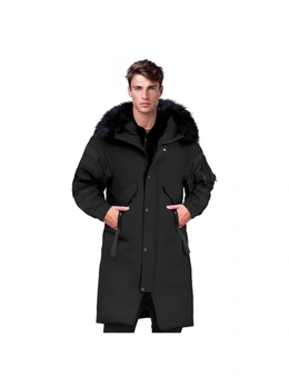 abbee Black 2XL Winter Fur Hooded Thick Overcoat Jacket Stylish Lightweight Quilted Warm Puffer Coat