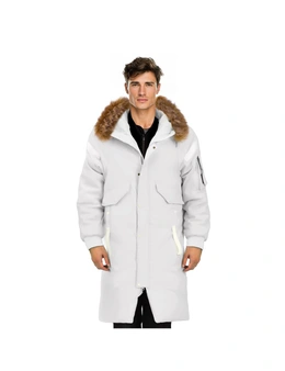 abbee White Large Winter Fur Hooded Thick Overcoat Jacket Stylish Lightweight Quilted Warm Puffer Coat