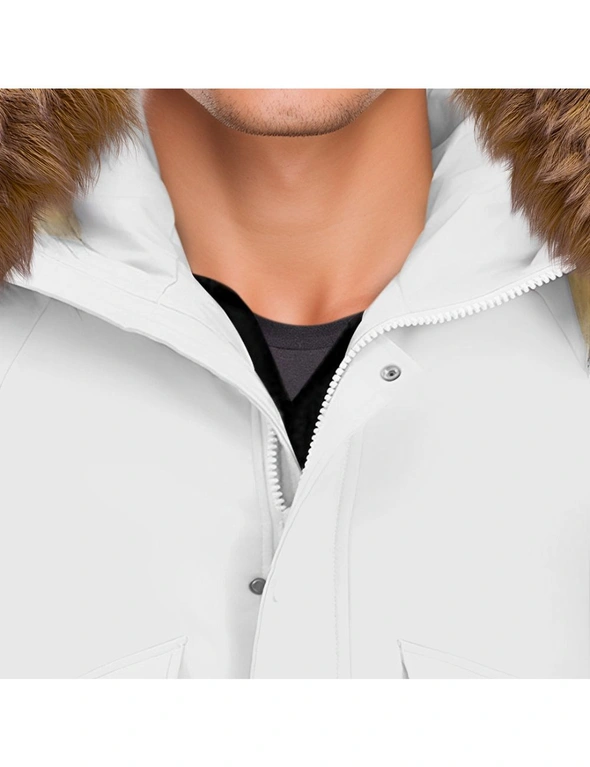abbee White Large Winter Fur Hooded Thick Overcoat Jacket Stylish Lightweight Quilted Warm Puffer Coat, hi-res image number null