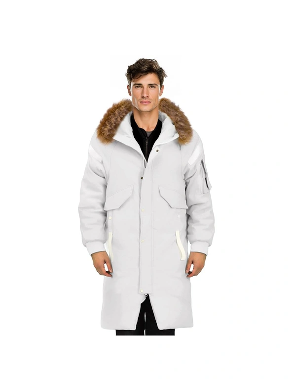 abbee White 3XL Winter Fur Hooded Thick Overcoat Jacket Stylish Lightweight Quilted Warm Puffer Coat, hi-res image number null
