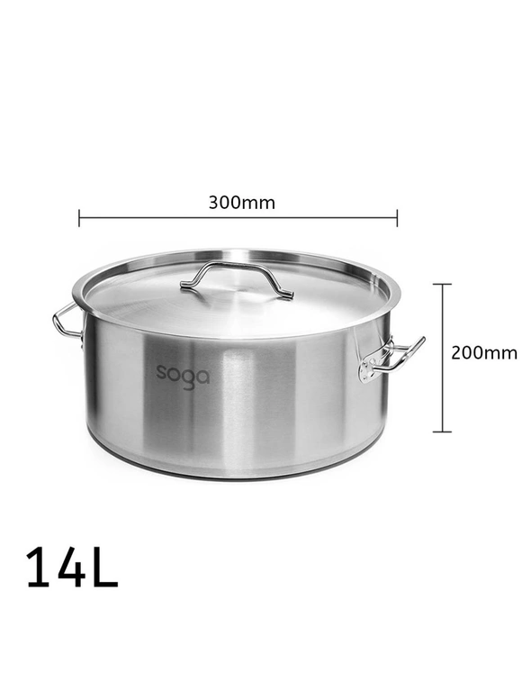 SOGA Cooktop Stove, 30cm Cast Iron Frypan & 14L SS Stockpot, hi-res image number null