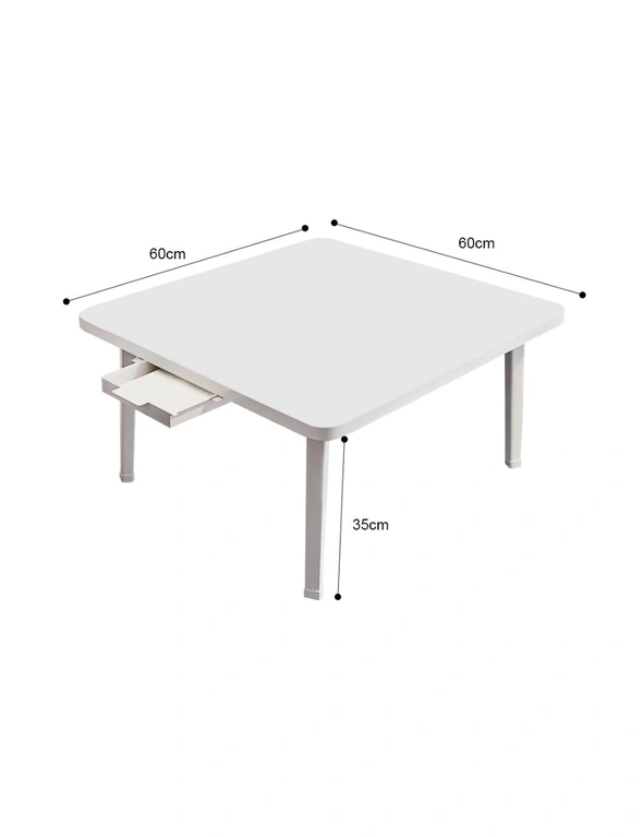 SOGA White Portable Floor Table Small Square Space-Saving Mini Desk Home Decor, hi-res image number null