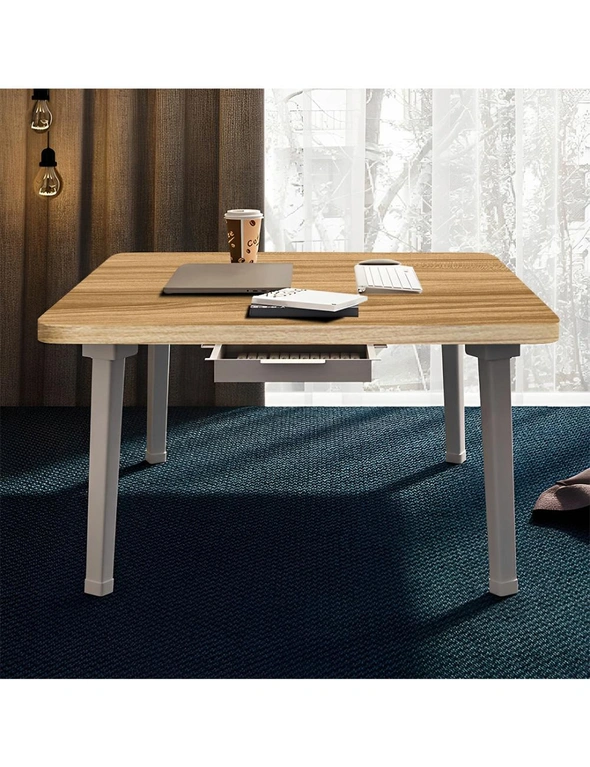 SOGA White Portable Floor Table Small Square Space-Saving Mini Desk Home Decor, hi-res image number null