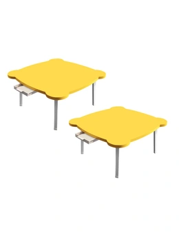 SOGA Yellow Minimalist Cat Ear Portable Floor Table Small Space-Saving Mini Desk Home Decor
