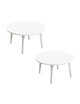 SOGA White Portable Floor Table Small Round Space-Saving Mini Desk Home Decor