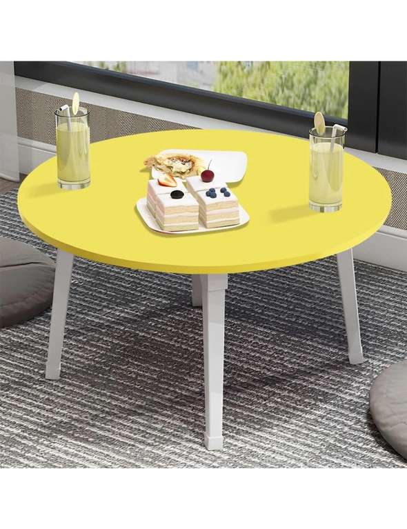 SOGA Yellow Portable Floor Table Small Round Space-Saving Mini Desk Home Decor, hi-res image number null