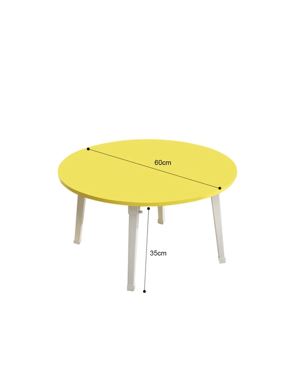 SOGA Yellow Portable Floor Table Small Round Space-Saving Mini Desk Home Decor, hi-res image number null