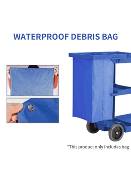 SOGA 2X Oxford Waterproof Reusable Janitor Housekeeping Cart Replacement Bag Blue