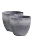 SOGA 2X 27cm Weathered Grey Round Resin Plant Flower Pot in Cement Pattern Planter Cachepot for Indoor Home Office, hi-res