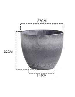 SOGA 32cm Weathered Grey Round Resin Plant Flower Pot in Cement Pattern Planter Cachepot for Indoor Home Office