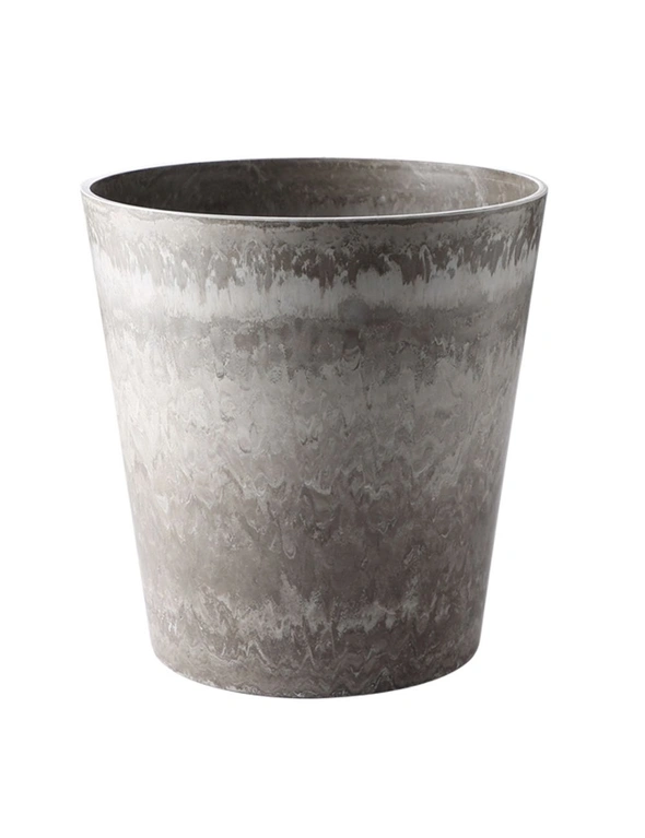 SOGA 27cm Rock Grey Round Resin Plant Flower Pot in Cement Pattern Planter Cachepot for Indoor Home Office, hi-res image number null