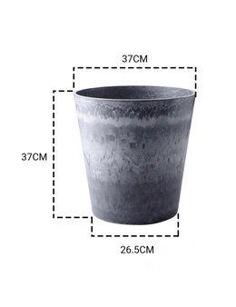 SOGA 37cm Weathered Grey Round Resin Plant Flower Pot in Cement Pattern Planter Cachepot for Indoor Home Office