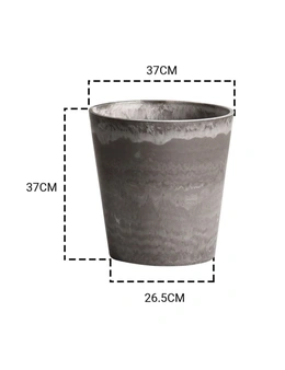 SOGA 37cm Rock Grey Round Resin Tapered Plant Flower Pot in Cement Pattern Planter Cachepot for Indoor Home Office