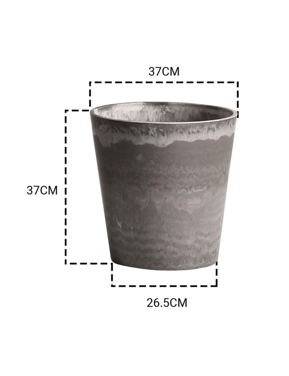 SOGA 37cm Rock Grey Round Resin Tapered Plant Flower Pot in Cement Pattern Planter Cachepot for Indoor Home Office, hi-res image number null