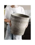 SOGA 2X 37cm Rock Grey Round Resin Tapered Plant Flower Pot in Cement Pattern Planter Cachepot for Indoor Home Office, hi-res