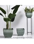SOGA 27cm Green Grey Square Resin Plant Flower Pot in Cement Pattern Planter Cachepot for Indoor Home Office, hi-res