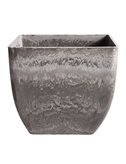 SOGA 27cm Rock Grey Square Resin Plant Flower Pot in Cement Pattern Planter Cachepot for Indoor Home Office