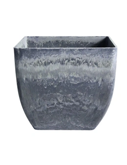 SOGA 27cm Weathered Grey Square Resin Plant Flower Pot in Cement Pattern Planter Cachepot for Indoor Home Office