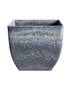 SOGA 27cm Weathered Grey Square Resin Plant Flower Pot in Cement Pattern Planter Cachepot for Indoor Home Office, hi-res