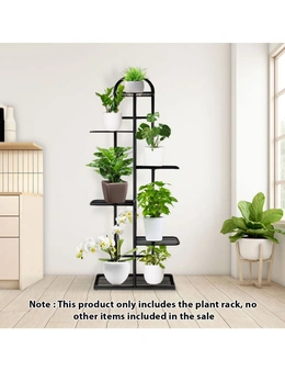 SOGA 6 Tier 7 Pots Black Metal Plant Stand Flowerpot Display Shelf Rack Indoor Home Office Decor