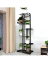 SOGA 7 Tier 8 Pots Black Metal Plant Stand Flowerpot Display Shelf Rack Indoor Home Office Decor, hi-res