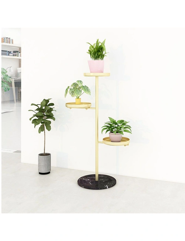 SOGA 2X 3 Tier Gold Round Plant Stand Flowerpot Tray Display Living Room Balcony Metal Decorative Shelf, hi-res image number null