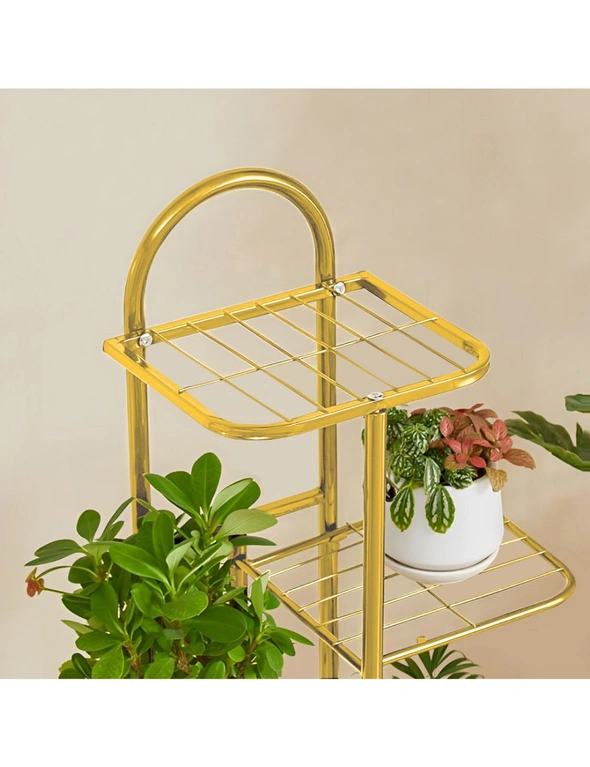 SOGA 2X 4 Tier 5 Pots Gold Metal Plant Stand Flowerpot Display Shelf Rack Indoor Home Office Decor, hi-res image number null