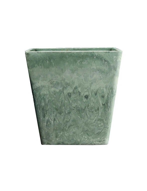 SOGA 27cm Green Grey Square Resin Plant Flower Pot in Cement Pattern Planter Cachepot for Indoor Home Office, hi-res image number null