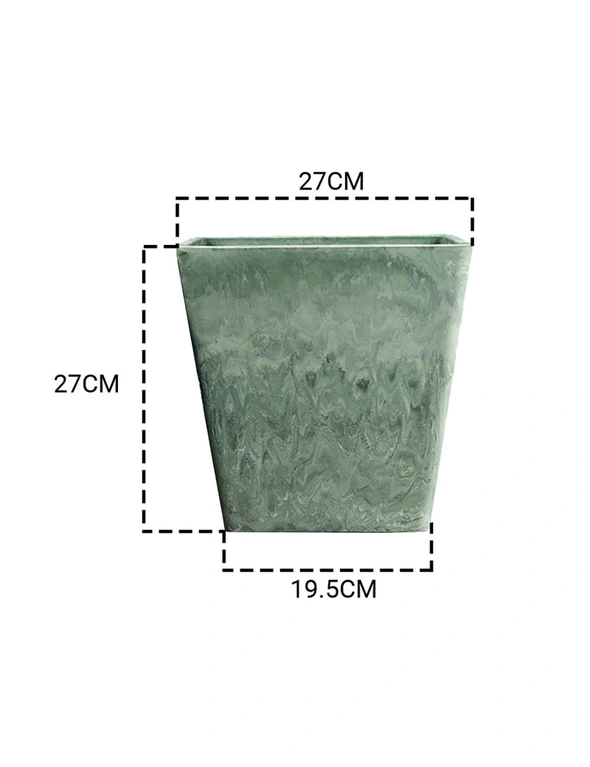 SOGA 2X 27cm Green Grey Square Resin Plant Flower Pot in Cement Pattern Planter Cachepot for Indoor Home Office, hi-res image number null