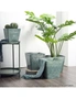 SOGA 2X 27cm Green Grey Square Resin Plant Flower Pot in Cement Pattern Planter Cachepot for Indoor Home Office, hi-res