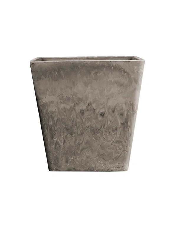 SOGA 27cm Sand Grey Square Resin Plant Flower Pot in Cement Pattern Planter Cachepot for Indoor Home Office, hi-res image number null
