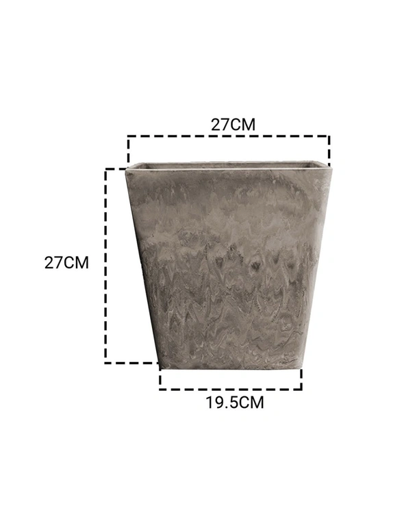 SOGA 27cm Sand Grey Square Resin Plant Flower Pot in Cement Pattern Planter Cachepot for Indoor Home Office, hi-res image number null