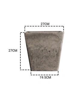 SOGA 2X 27cm Sand Grey Square Resin Plant Flower Pot in Cement Pattern Planter Cachepot for Indoor Home Office