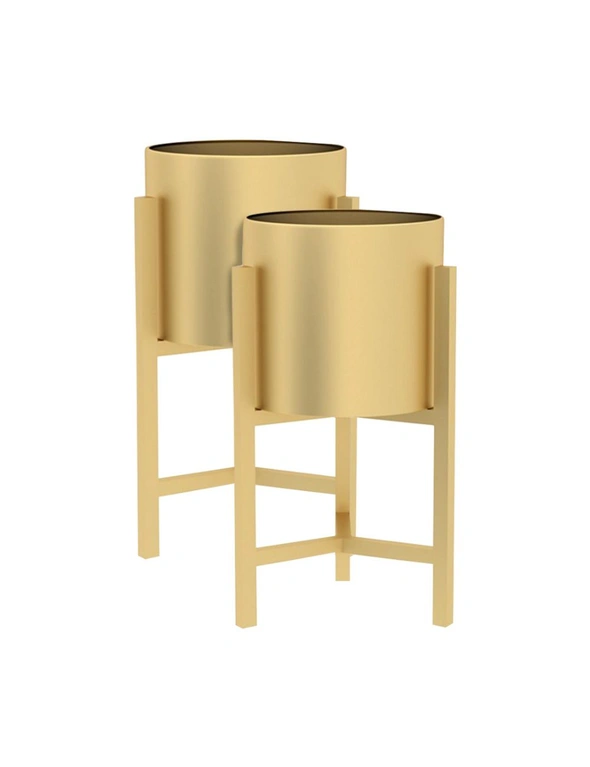 SOGA 2X 45CM Gold Metal Plant Stand with Flower Pot Holder Corner Shelving Rack Indoor Display, hi-res image number null